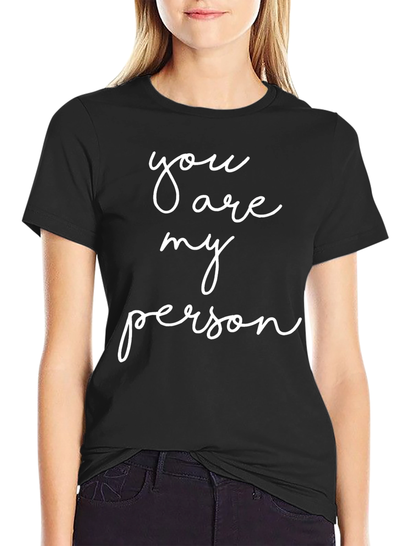 Black You Are My Person Graphic Tee - Black Cotton view 2