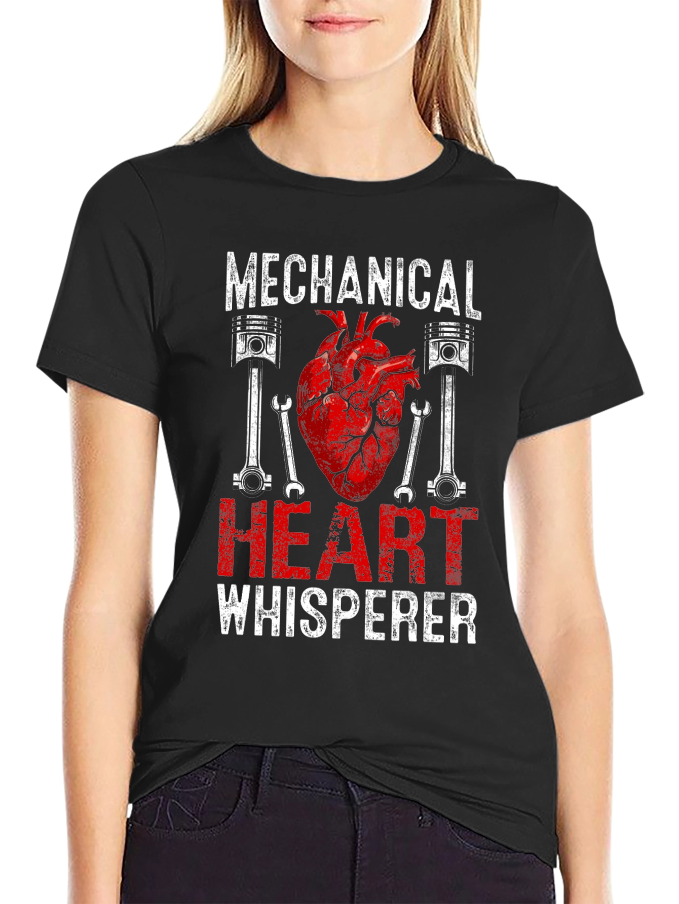 Black Mechanical Heart Whisperer Graphic T-Shirt view 2