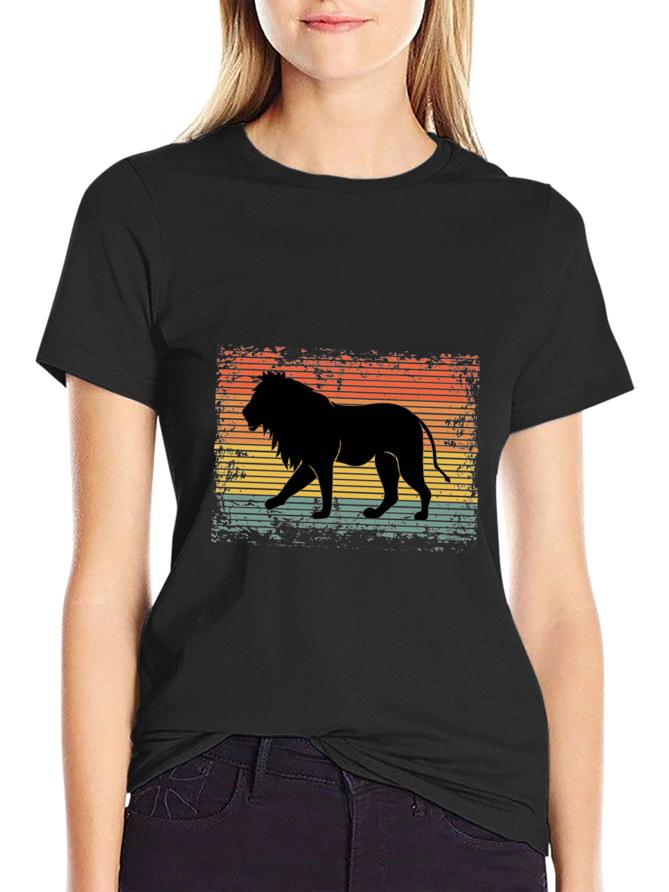 Black Retro Lion Graphic T-Shirt - Stylish Men's Tee view 2
