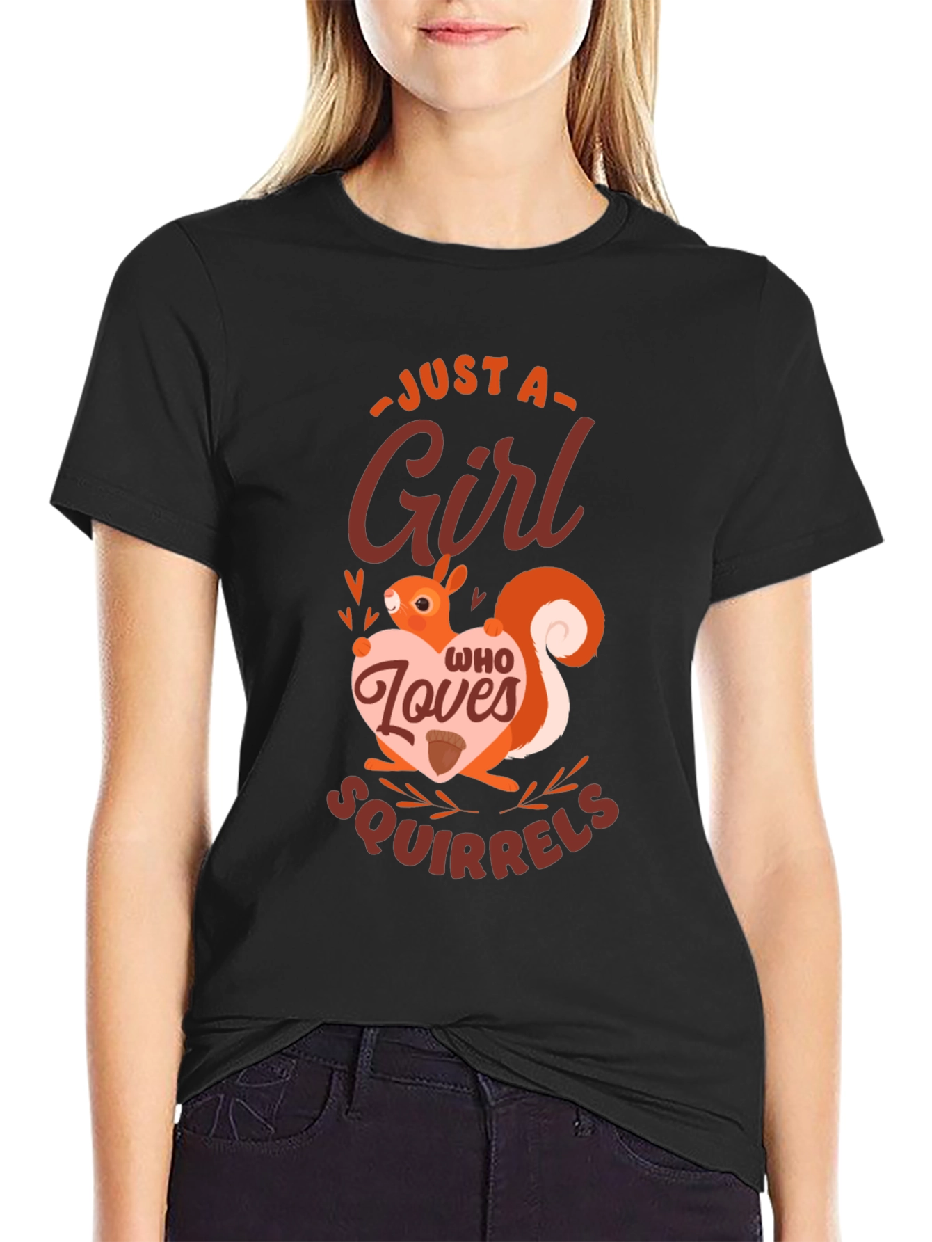 Black Just a Girl Who Loves Squirrels Graphic Tee view 2