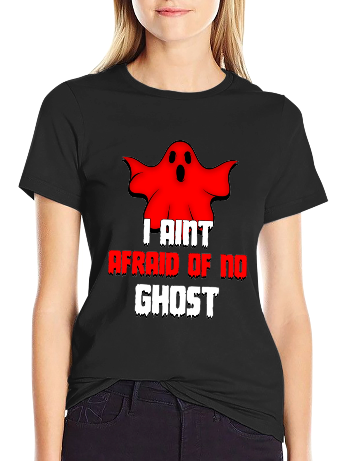 Black I Ain't Afraid of No Ghost T-Shirt - Black view 2