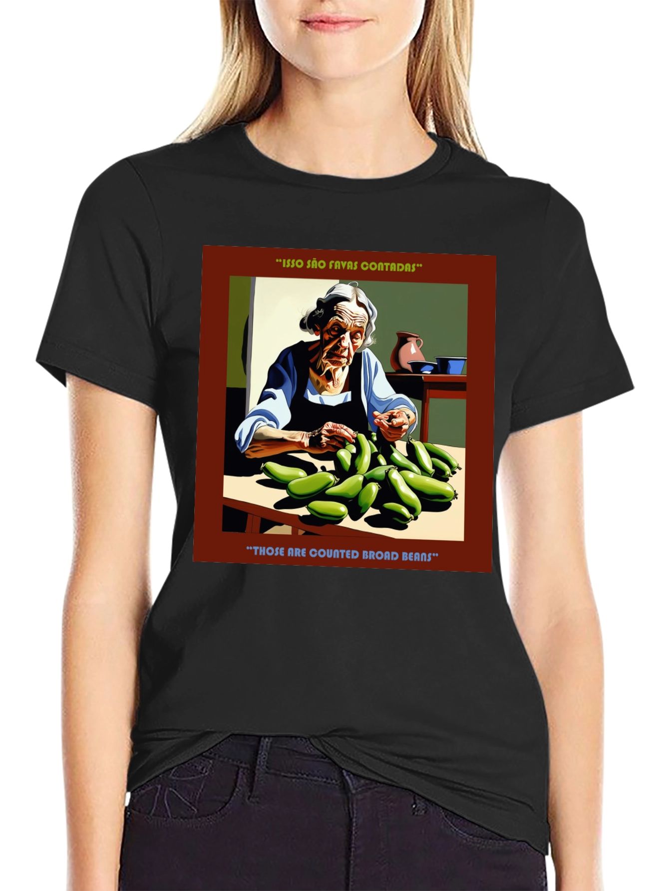 Black Broad Bean Graphic Tee - Quirky & Comfortable view 2
