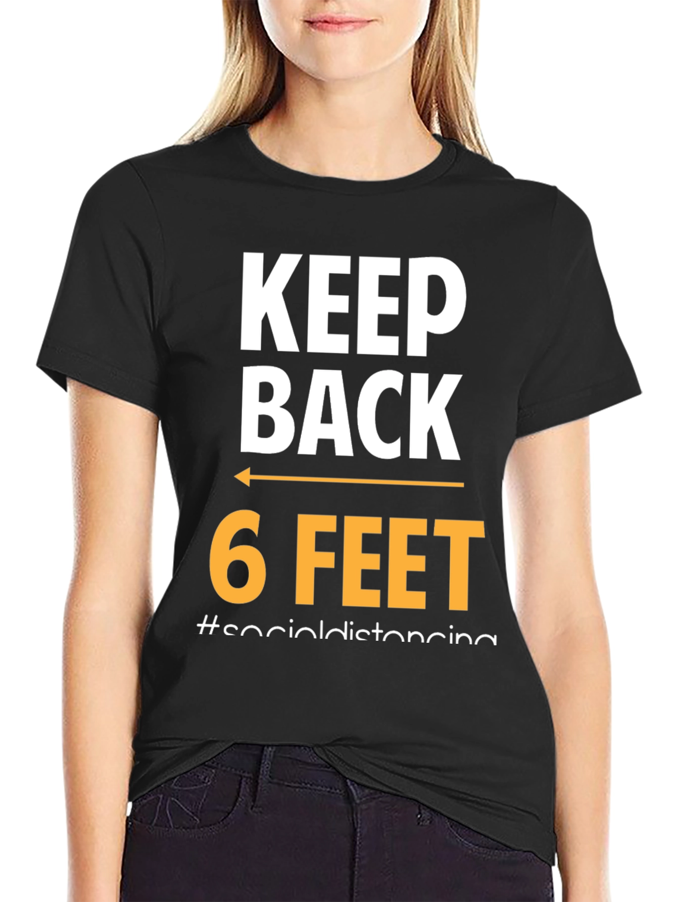 Black Keep Back 6 Feet Social Distancing T-Shirt view 2