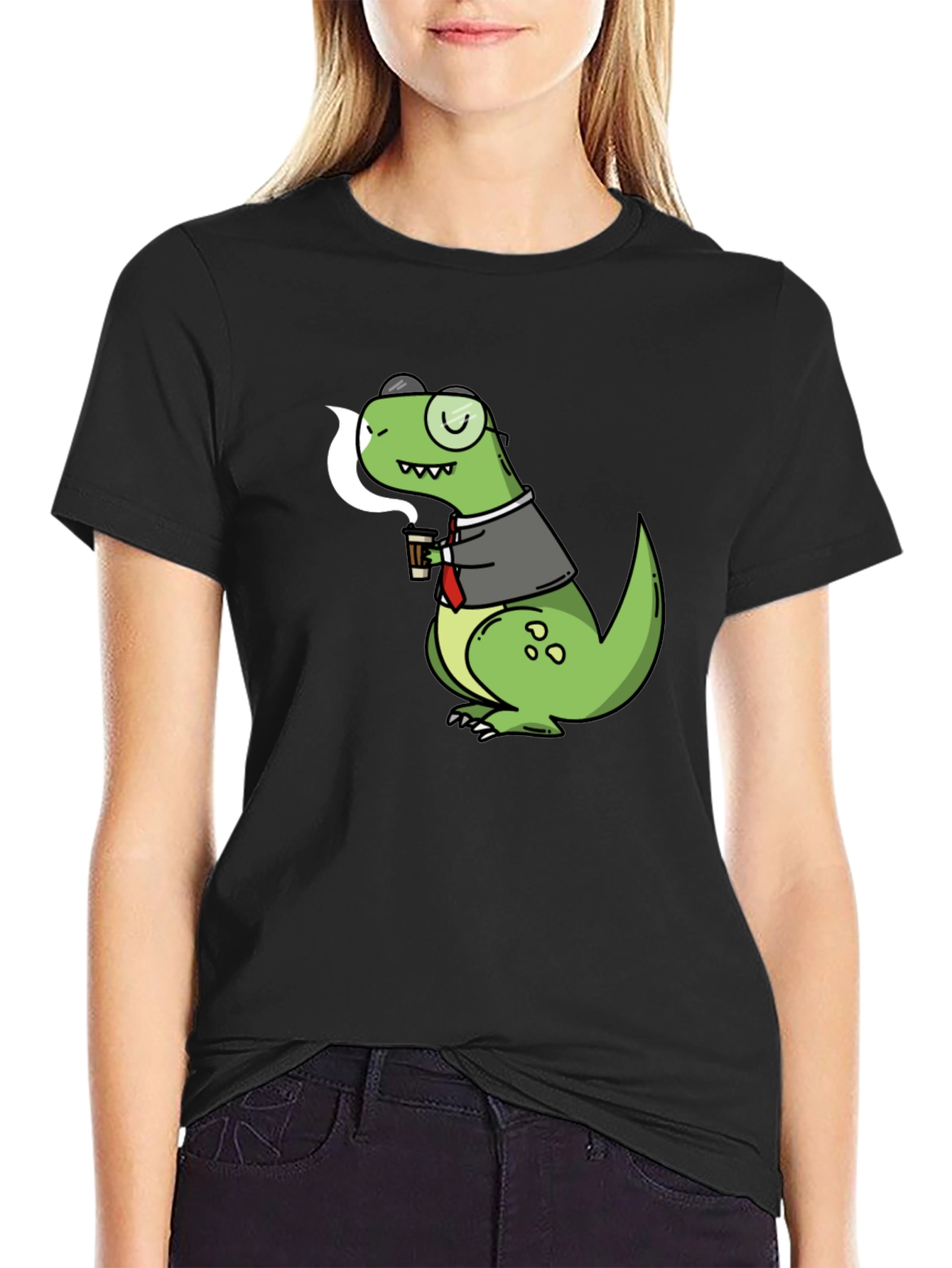 Black Dino Coffee T-Shirt - Stylish & Unique view 2