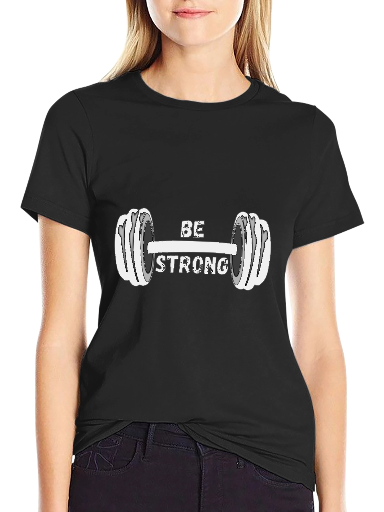 Black Be Strong Graphic Print T-Shirt view 2