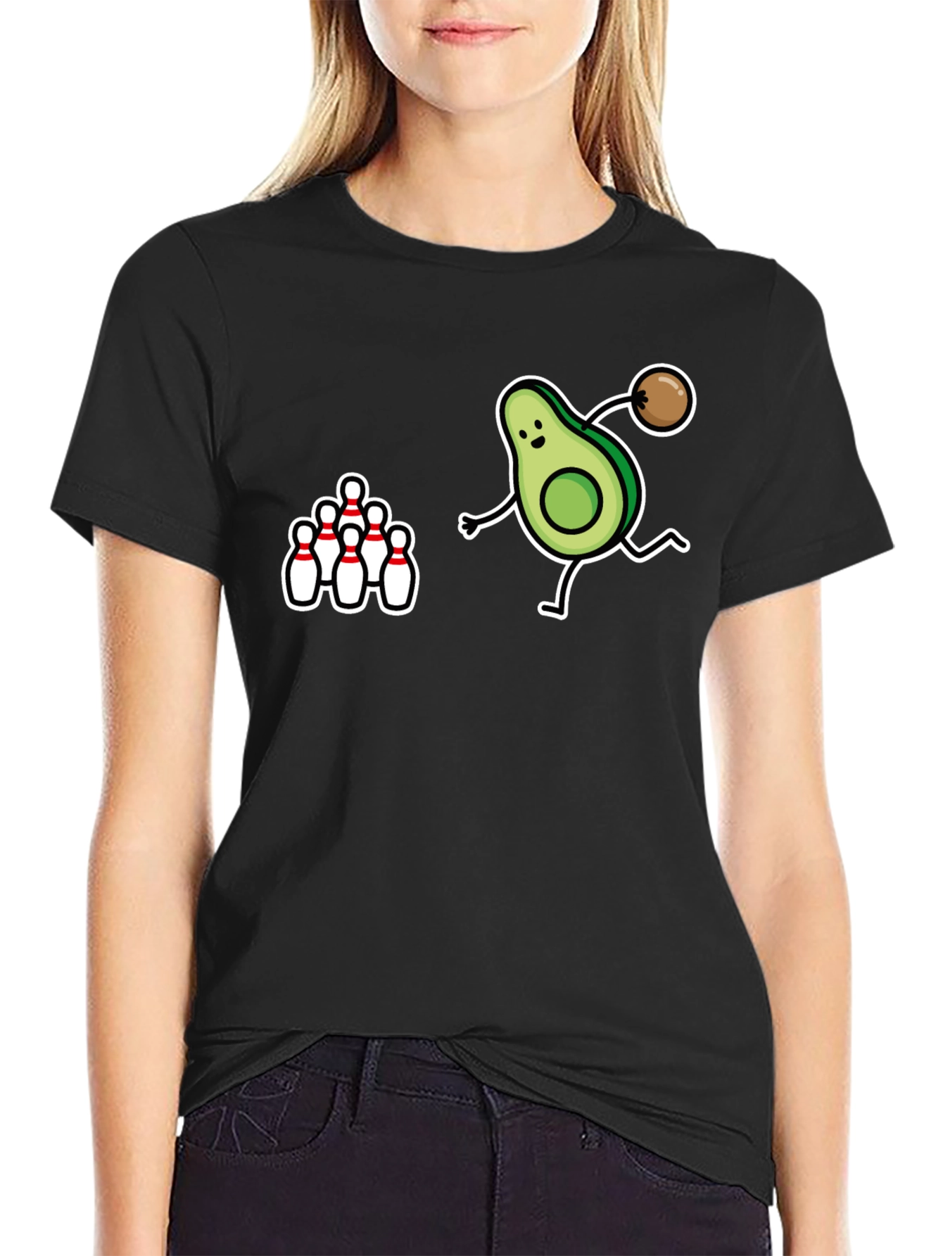 Black Avocado Bowling Strike Graphic T-Shirt view 2