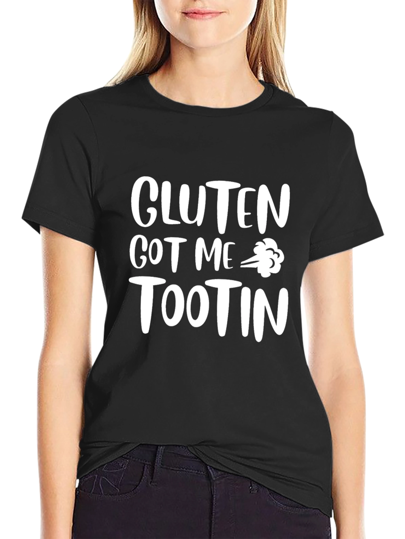 Black Gluten Got Me Tootin' Graphic Tee - Funny T-Shirt view 2