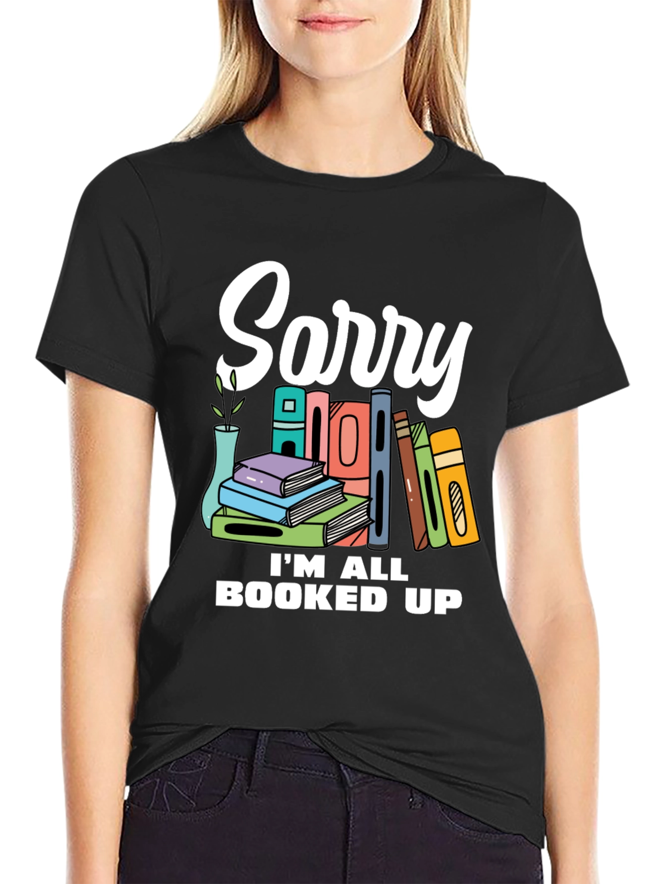 Black Booked Up T-Shirt - For Book Lovers! view 2