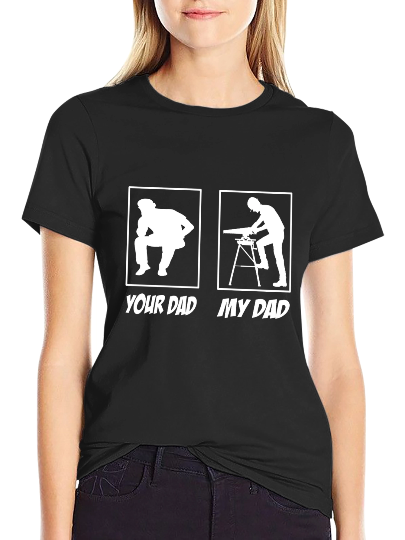 Black Your Dad vs. My Dad Funny Carpenter T-Shirt view 2