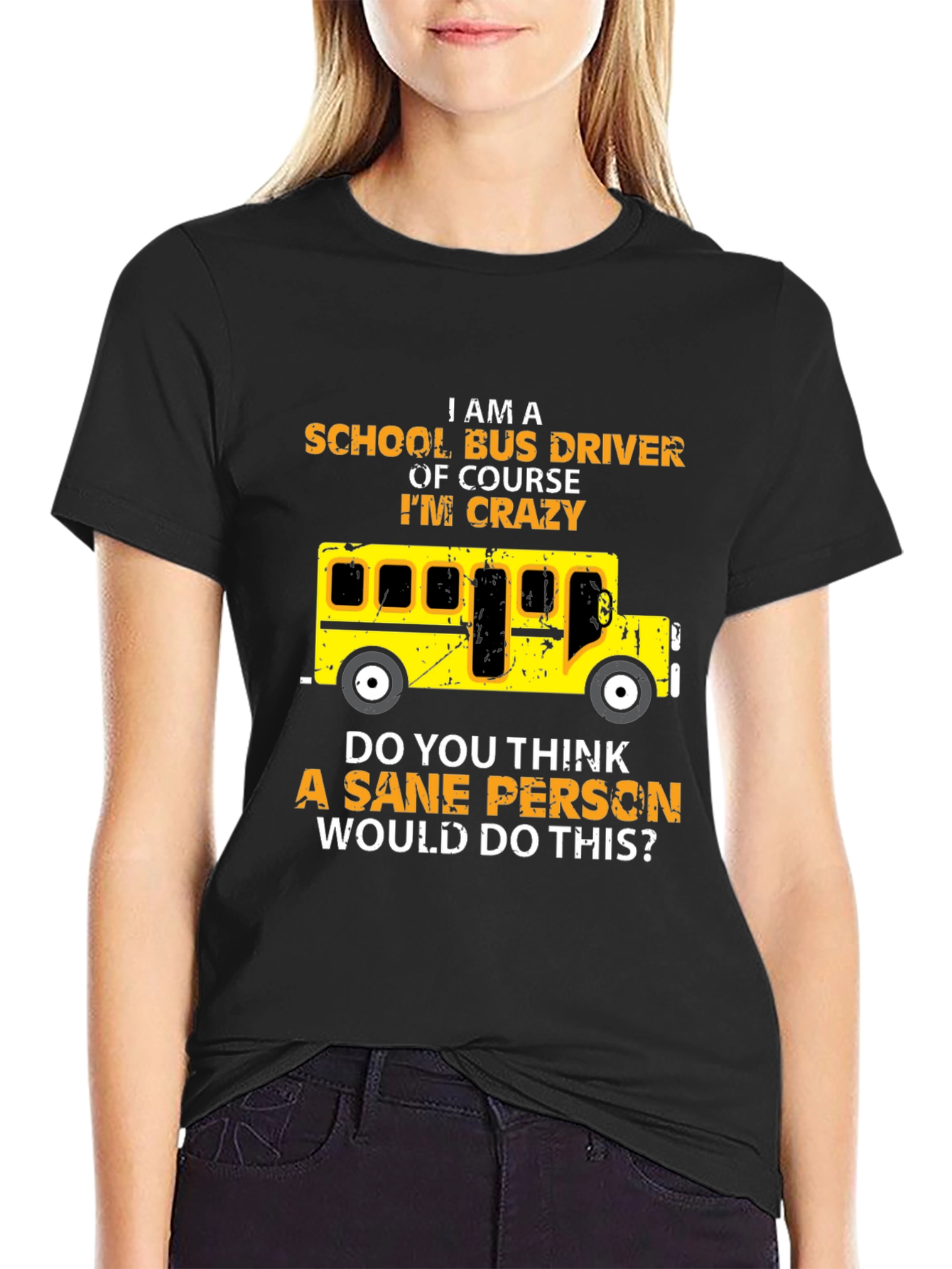 Black Crazy School Bus Driver T-Shirt view 2
