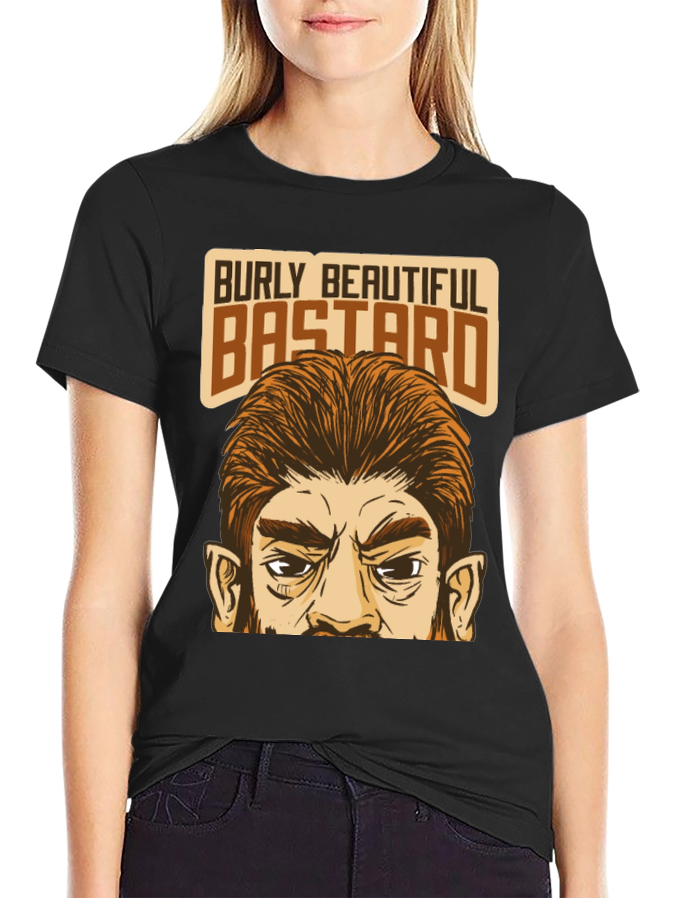 Black Burly Beautiful Bastard Graphic T-Shirt view 2