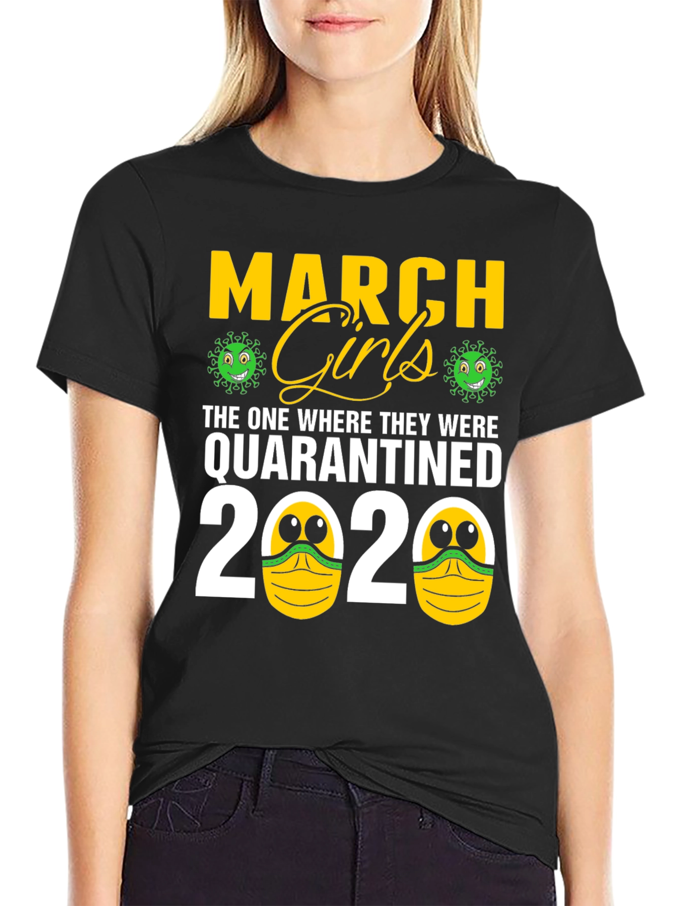 Black March Girls Quarantined 2020 Graphic Tee view 2
