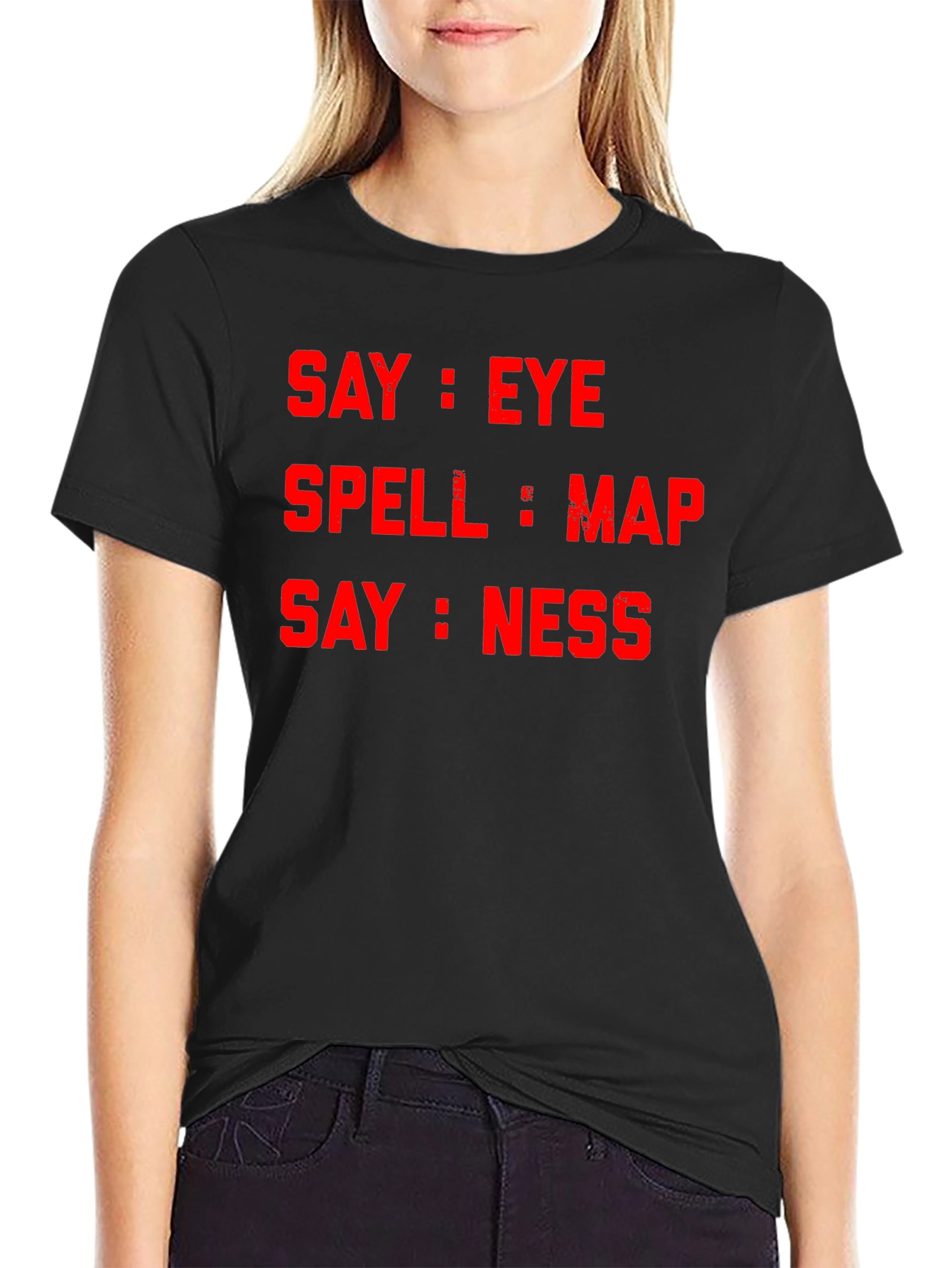 Black Say Eye Spell Map Say Ness T-Shirt view 2