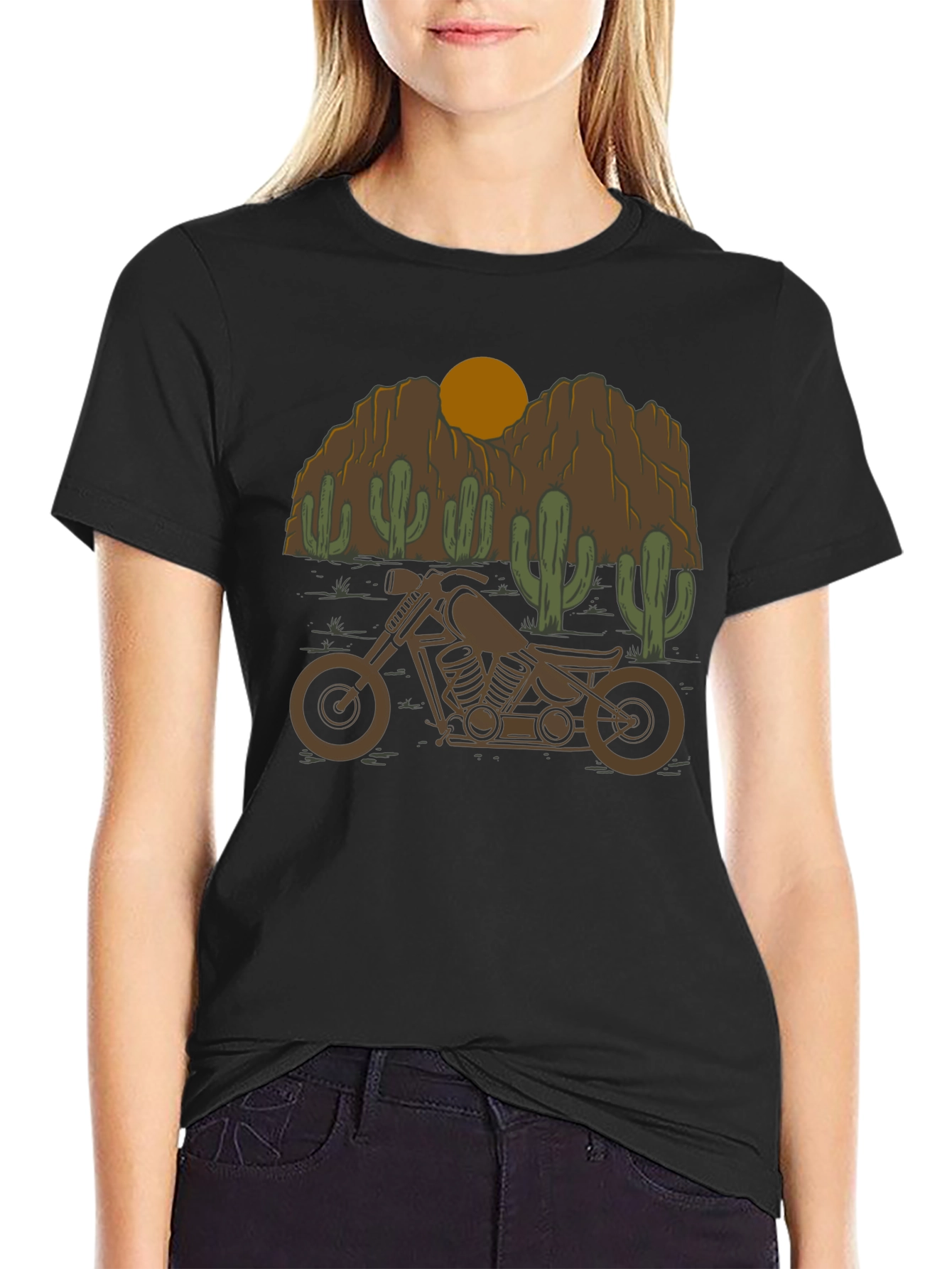 Black Motorcycle Desert Graphic Tee view 2