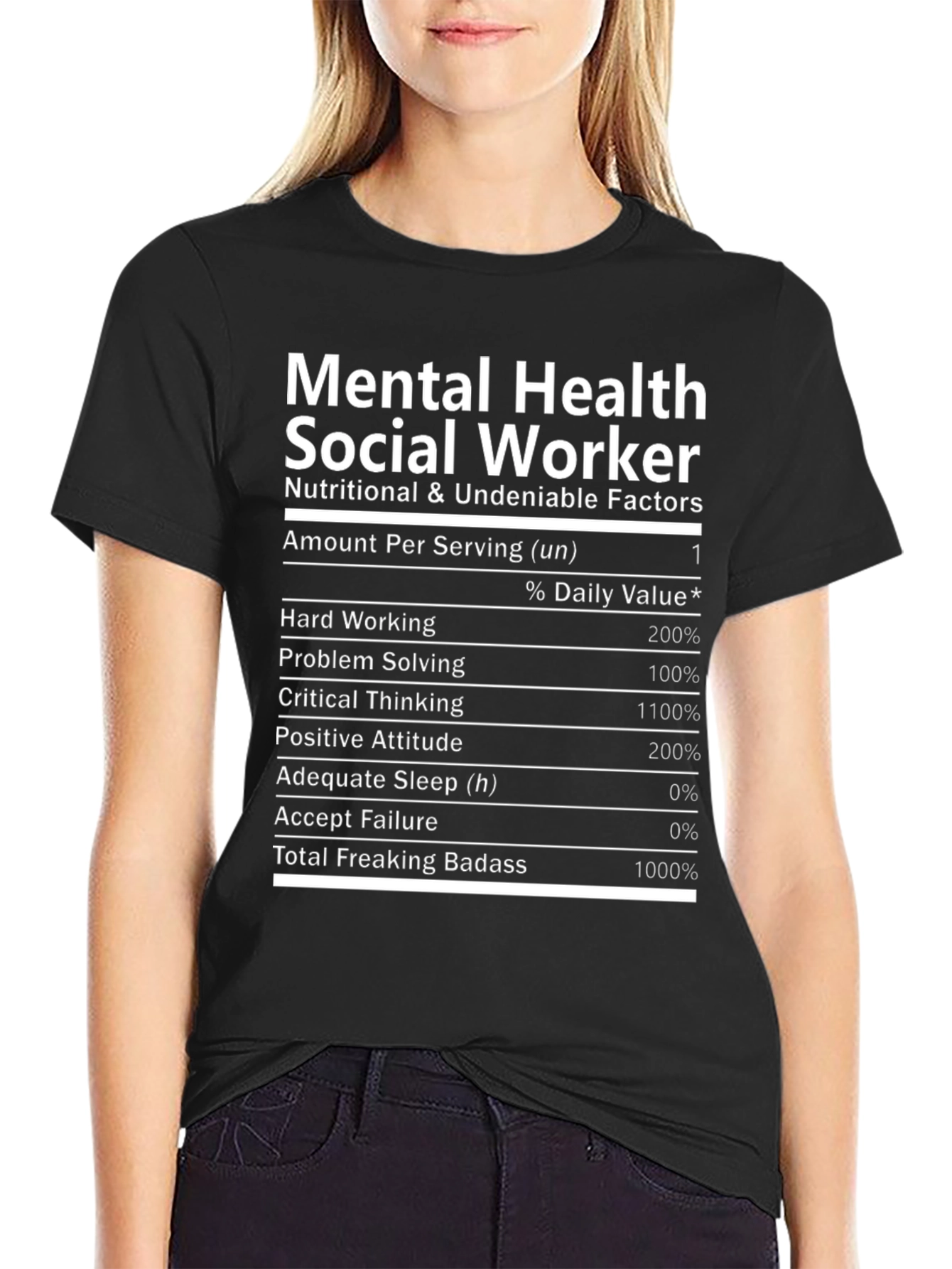 Black Mental Health Social Worker Nutrition T-Shirt view 2