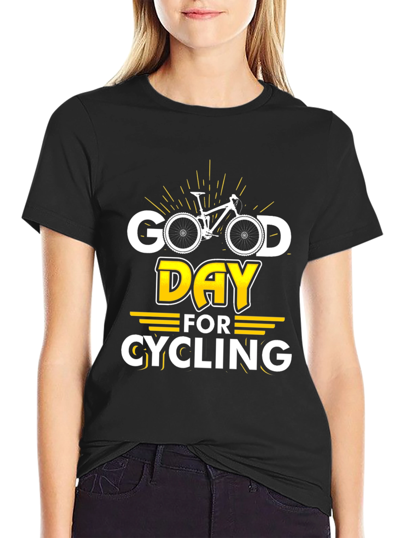 Black Good Day for Cycling Graphic T-Shirt view 2