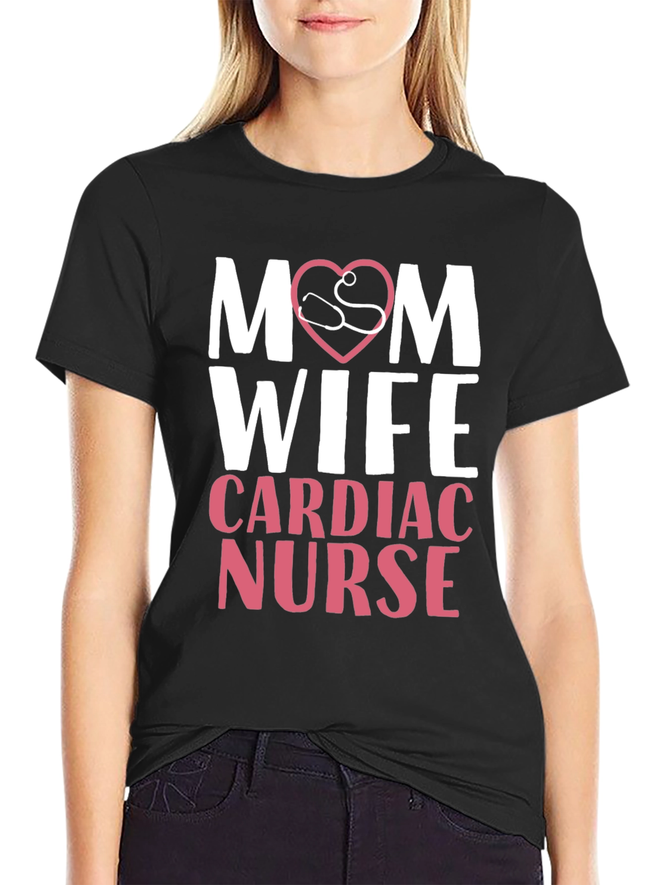 Black Mom Wife Cardiac Nurse T-Shirt view 2