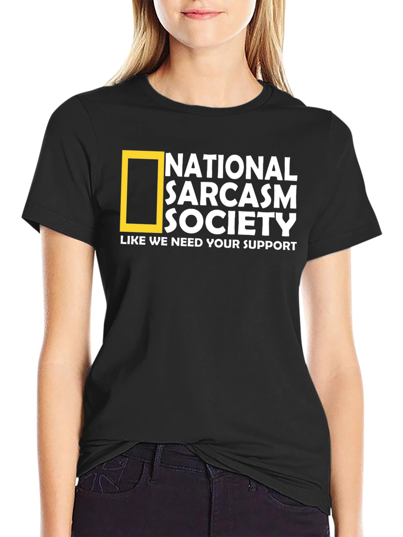 Black Sarcasm Society Tee - Funny Graphic T-Shirt view 2
