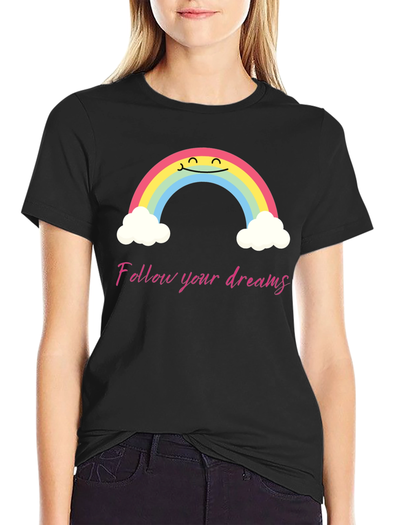 Black Rainbow Dreams Graphic Tee - Follow Your Dreams view 2