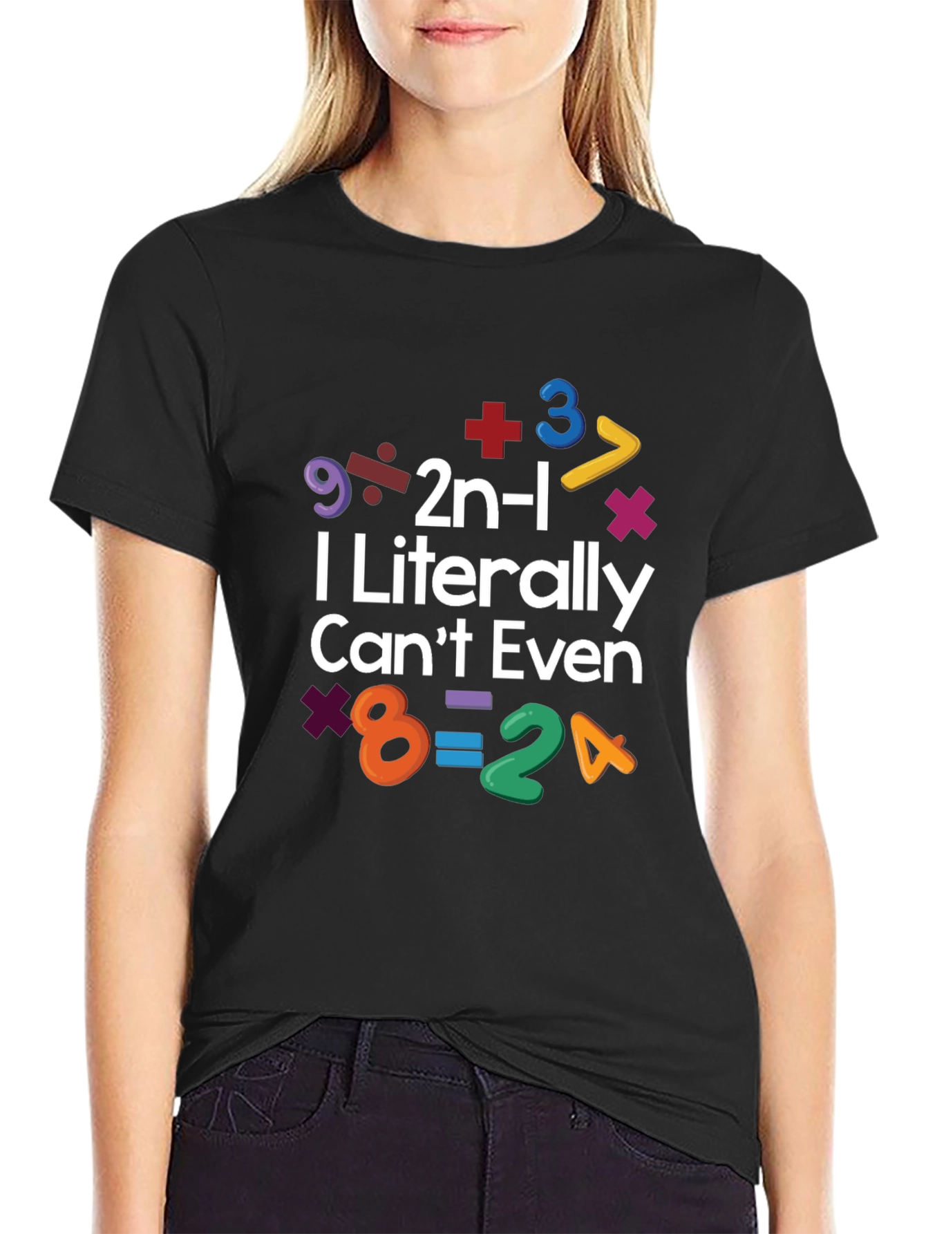Black I Literally Can't Even Math Equation T-Shirt view 2