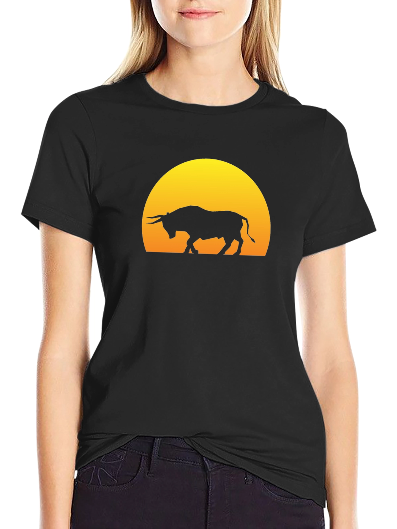 Black Bull Silhouette Graphic Tee - Black view 2