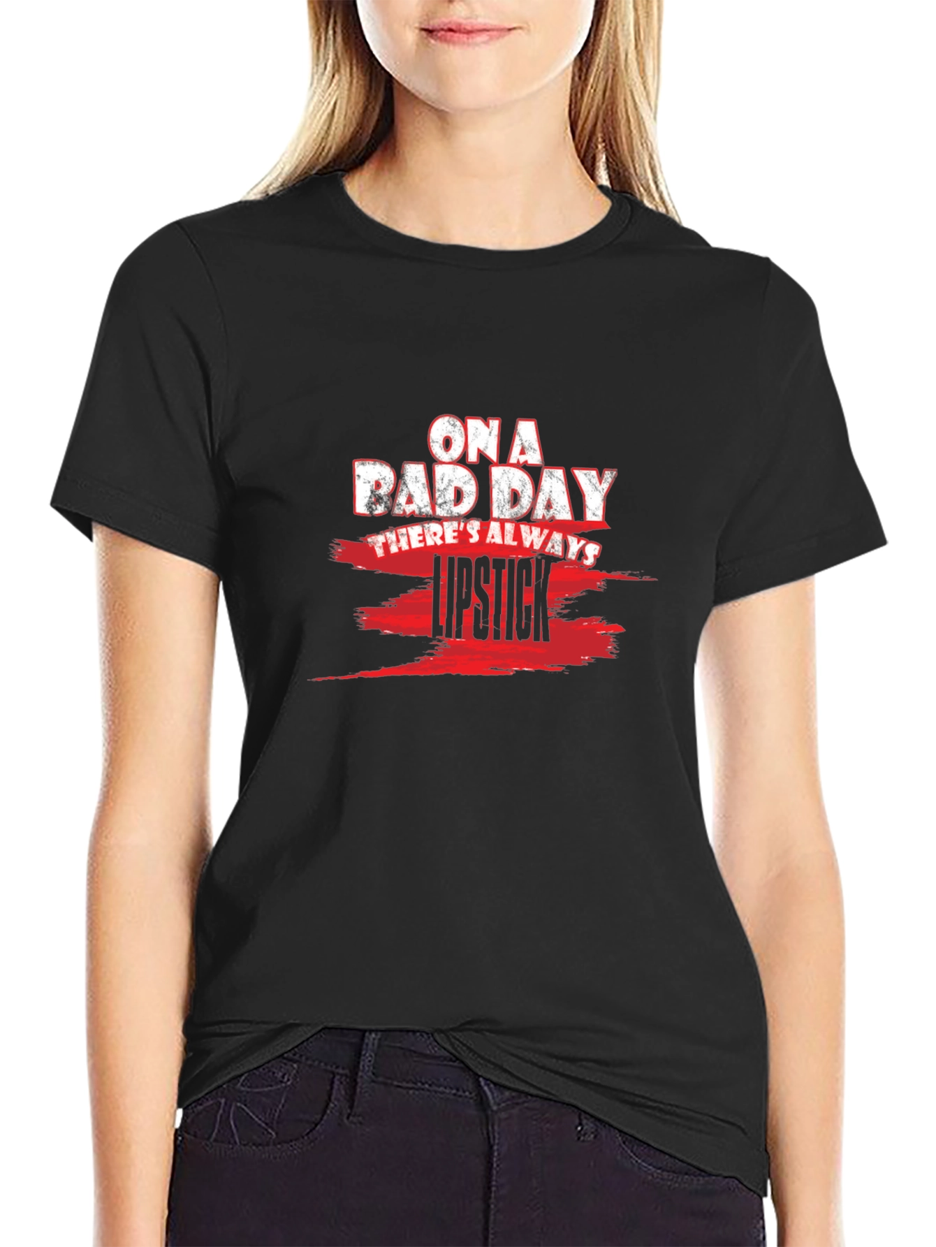 Black On a Bad Day Lipstick Graphic T-Shirt view 2