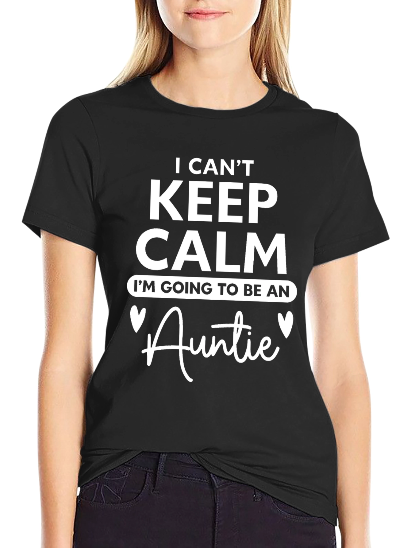 Black I Can't Keep Calm I'm Going To Be An Auntie T-Shirt view 2