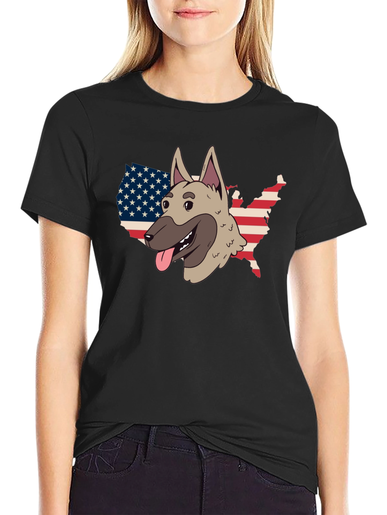 Black Dog USA Flag Patriotic Graphic Tee view 2