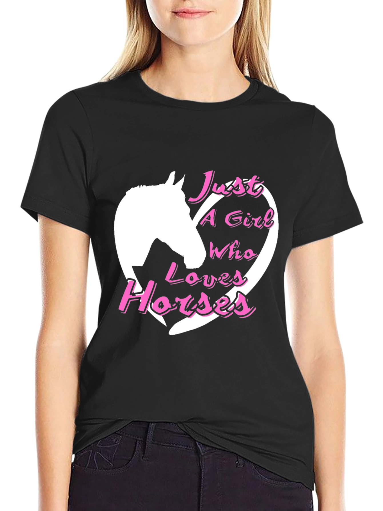 Black Just A Girl Who Loves Horses Black T-Shirt view 2