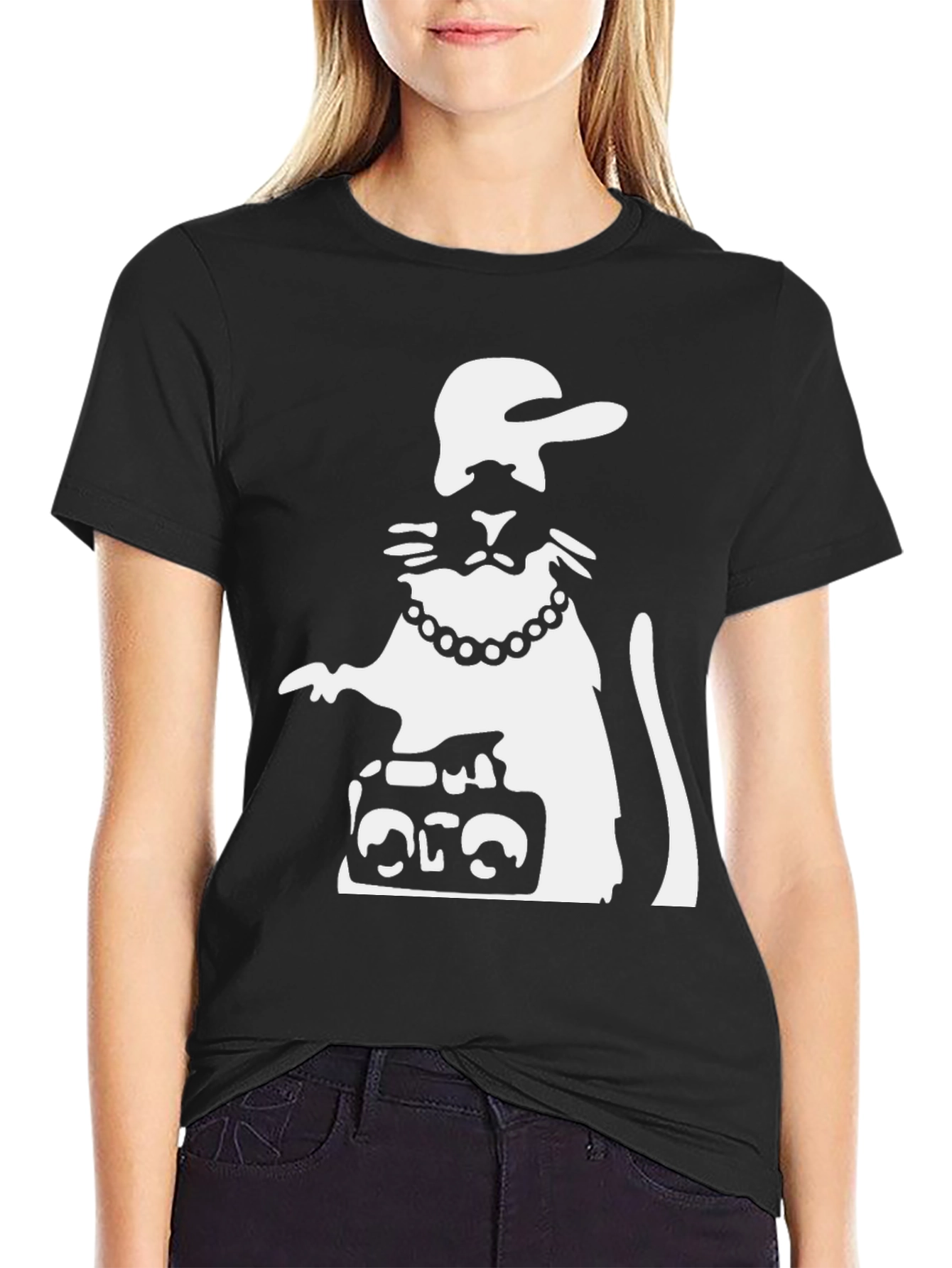 Black Rat Boombox Graphic Tee - Streetwear Cool view 2