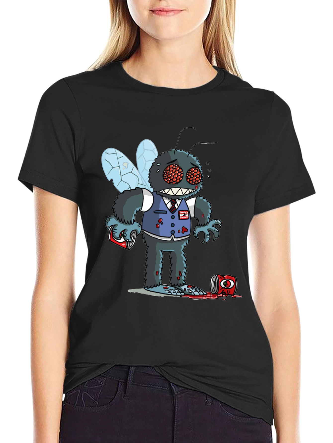 Black Creepy Fly T-Shirt view 2