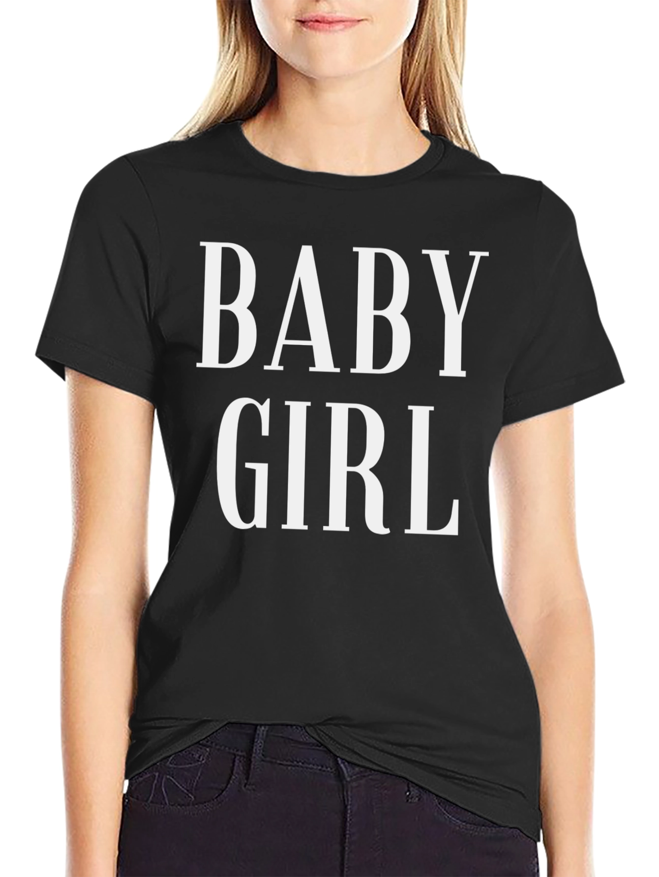 Black Baby Girl Graphic Tee - Trendy Black T-Shirt view 2