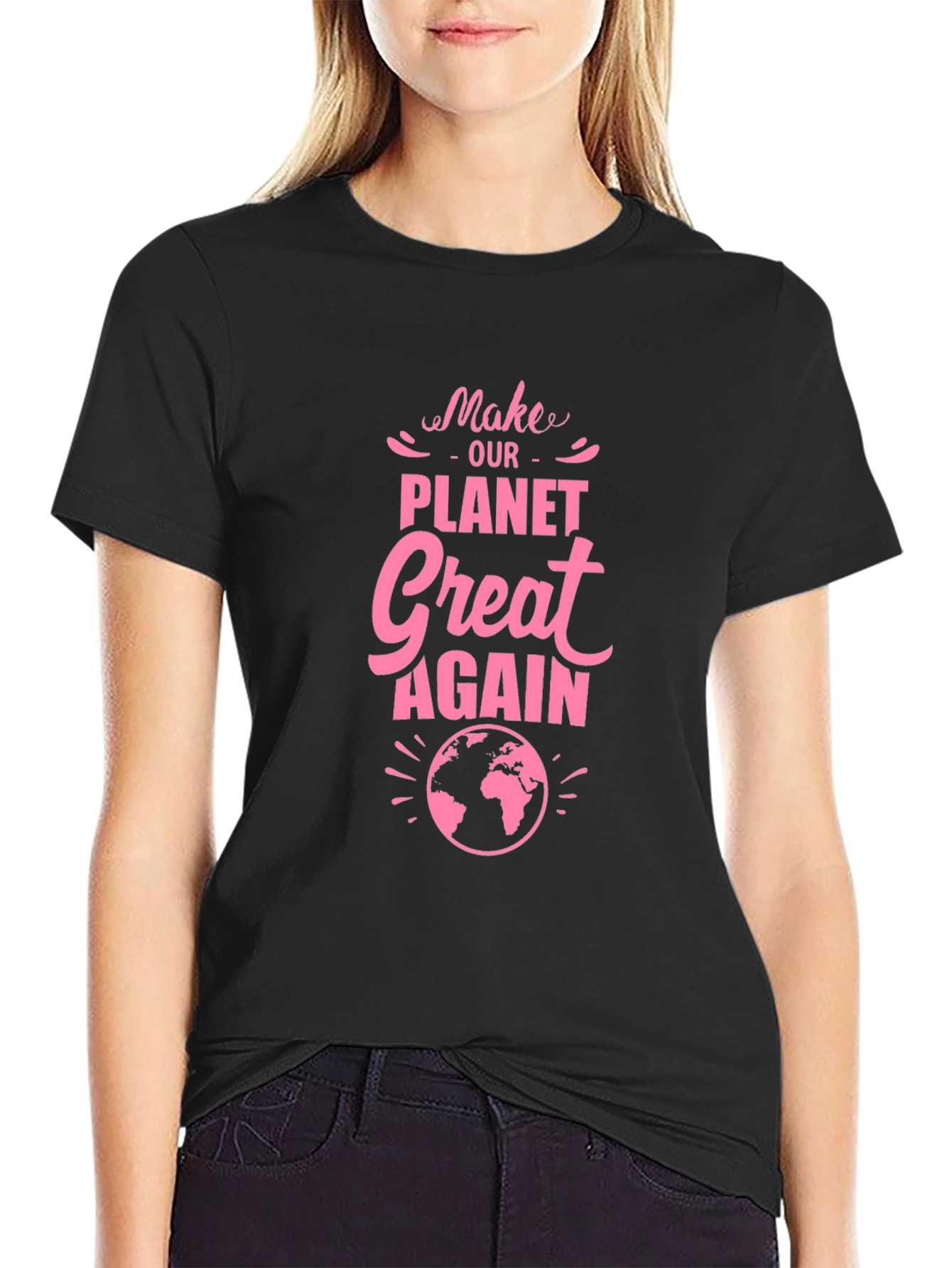 Black Make Our Planet Great Again Graphic Tee view 2