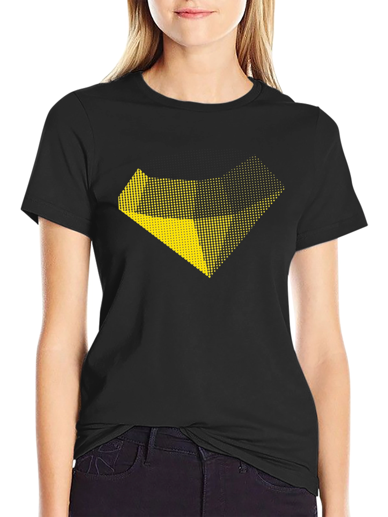Black Modern Graphic Print Black T-Shirt view 2