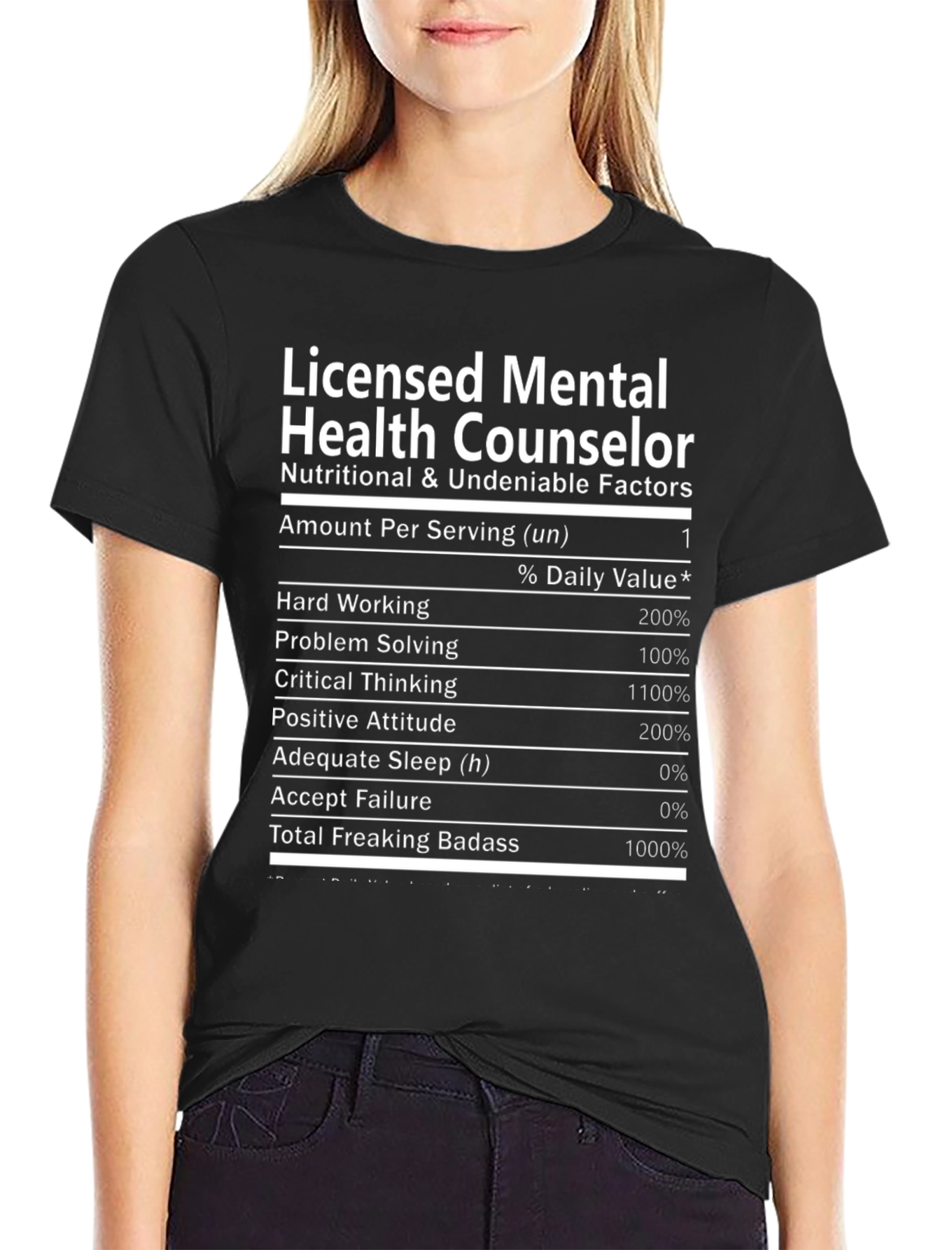 Black Licensed Mental Health Counselor T-Shirt view 2