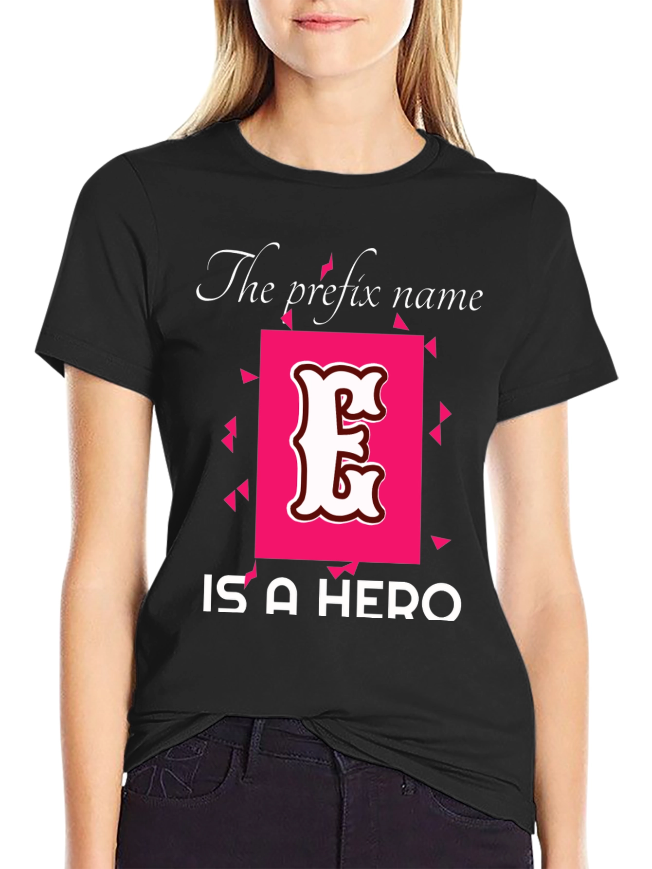 Black Prefix Name Hero T-Shirt - Black Graphic Tee view 2