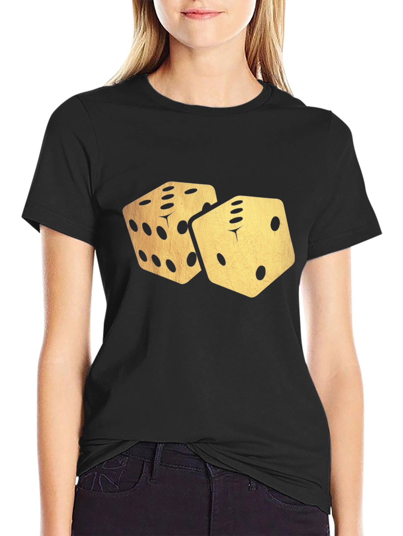 Black Dice Graphic T-Shirt - Lucky Roll Design view 2