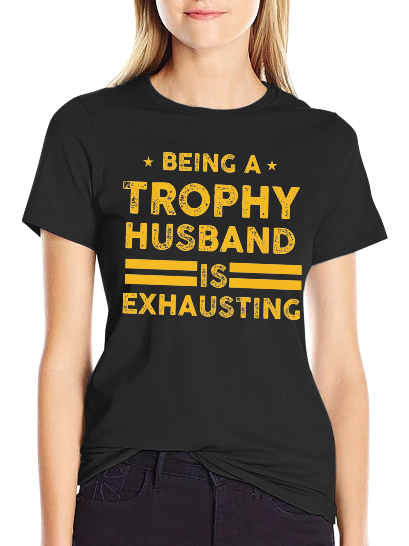 Black Trophy Husband Graphic Tee - Fun Novelty Shirt view 2