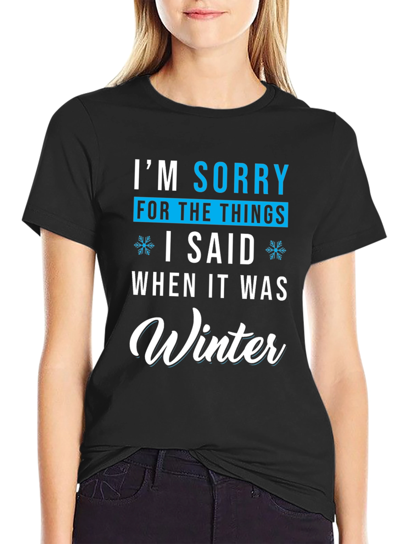 Black Funny Winter Apology T-Shirt - I'm Sorry Graphic Tee view 2