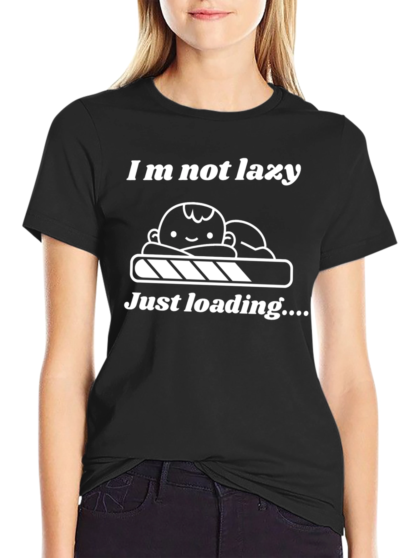 Black Funny Pregnancy Loading T-Shirt view 2