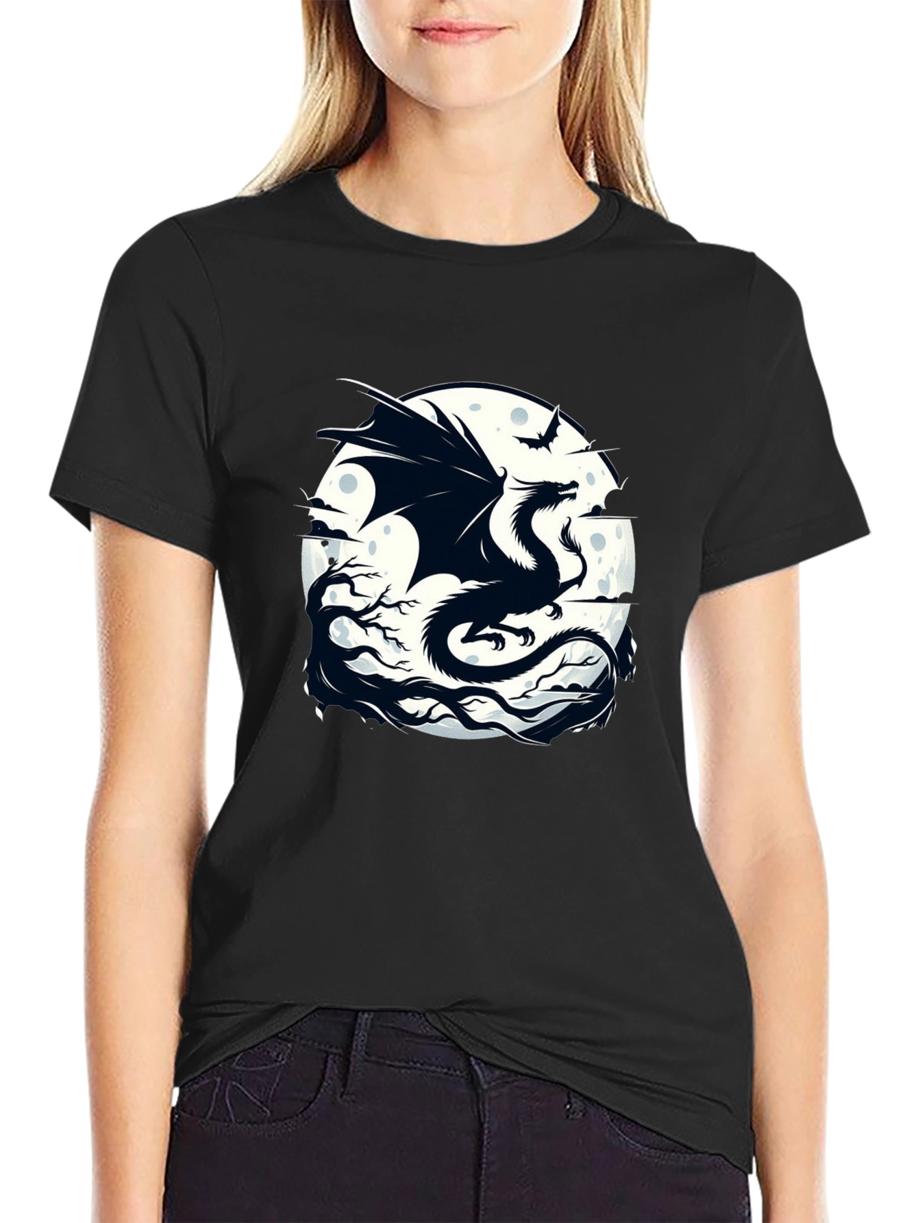 Black Dragon Moon Graphic Tee - Black view 2