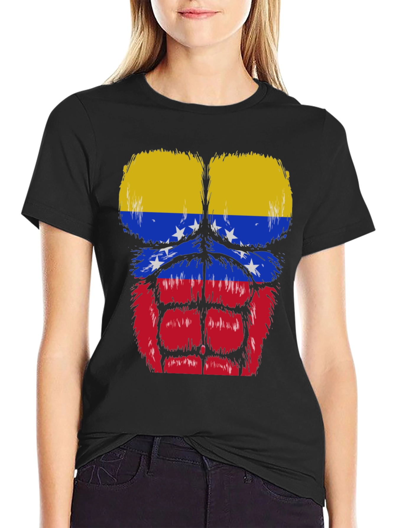 Black Venezuela Flag Muscle Graphic T-Shirt view 2