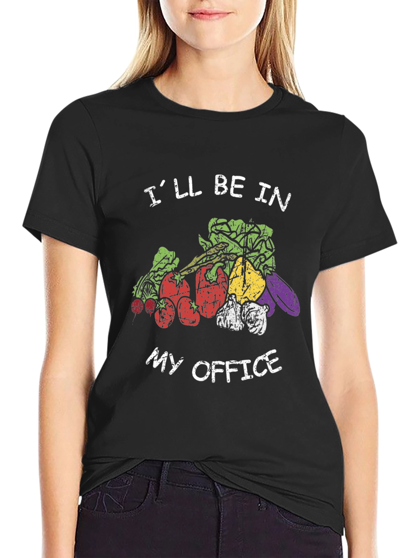Black Vegetable Garden T-Shirt - "I'll Be In My Office" view 2