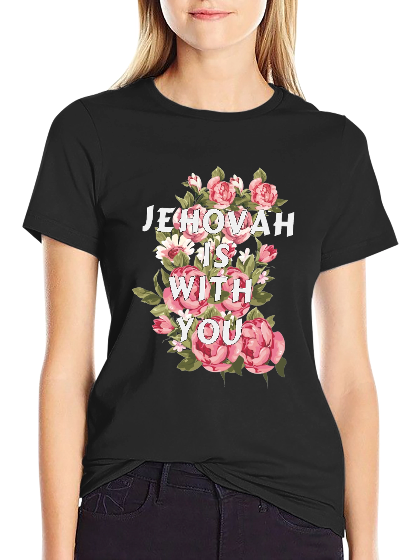 Black Jehovah Is With You Floral T-Shirt view 2