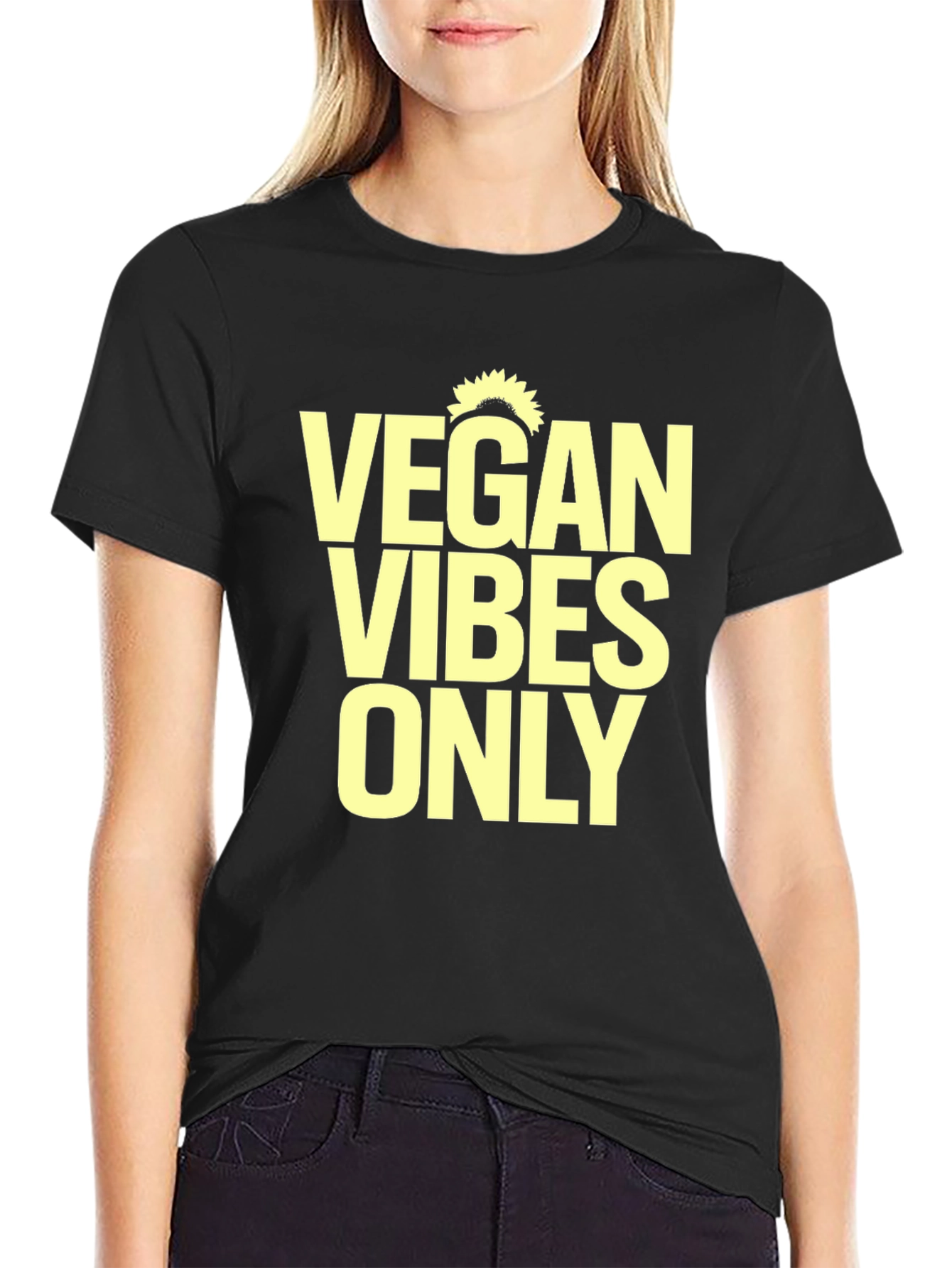 Black Vegan Vibes Only T-Shirt - Unisex Graphic Tee view 2