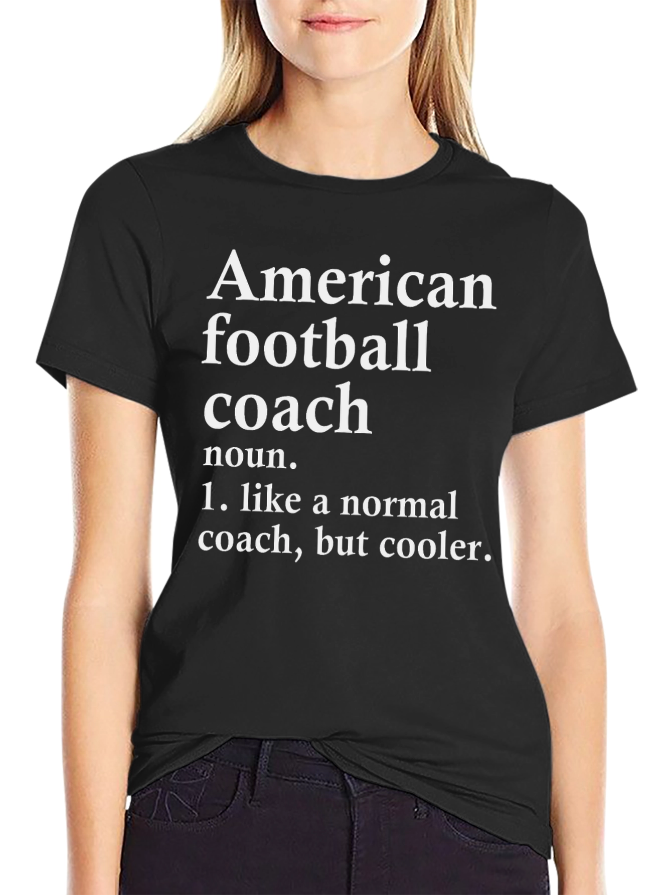 Black American Football Coach Definition T-Shirt view 2