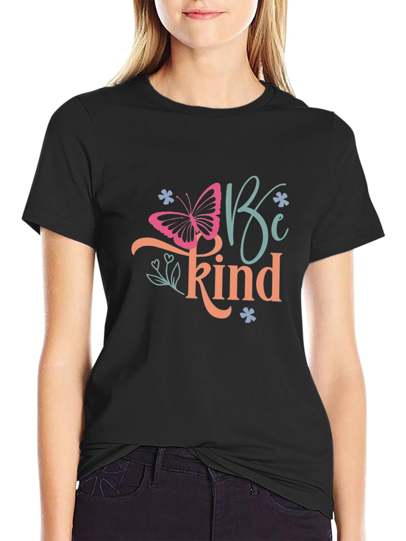 Black Be Kind Butterfly Graphic T-Shirt - Black view 2