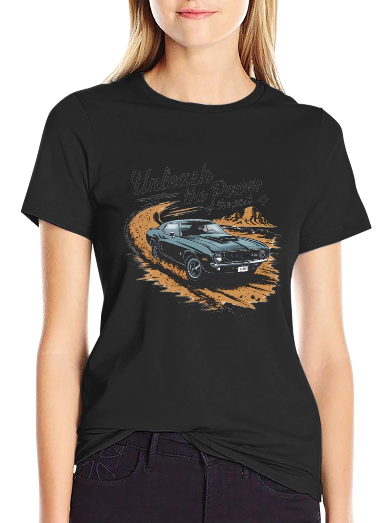 Black Unleash the Power Car Graphic T-Shirt view 2