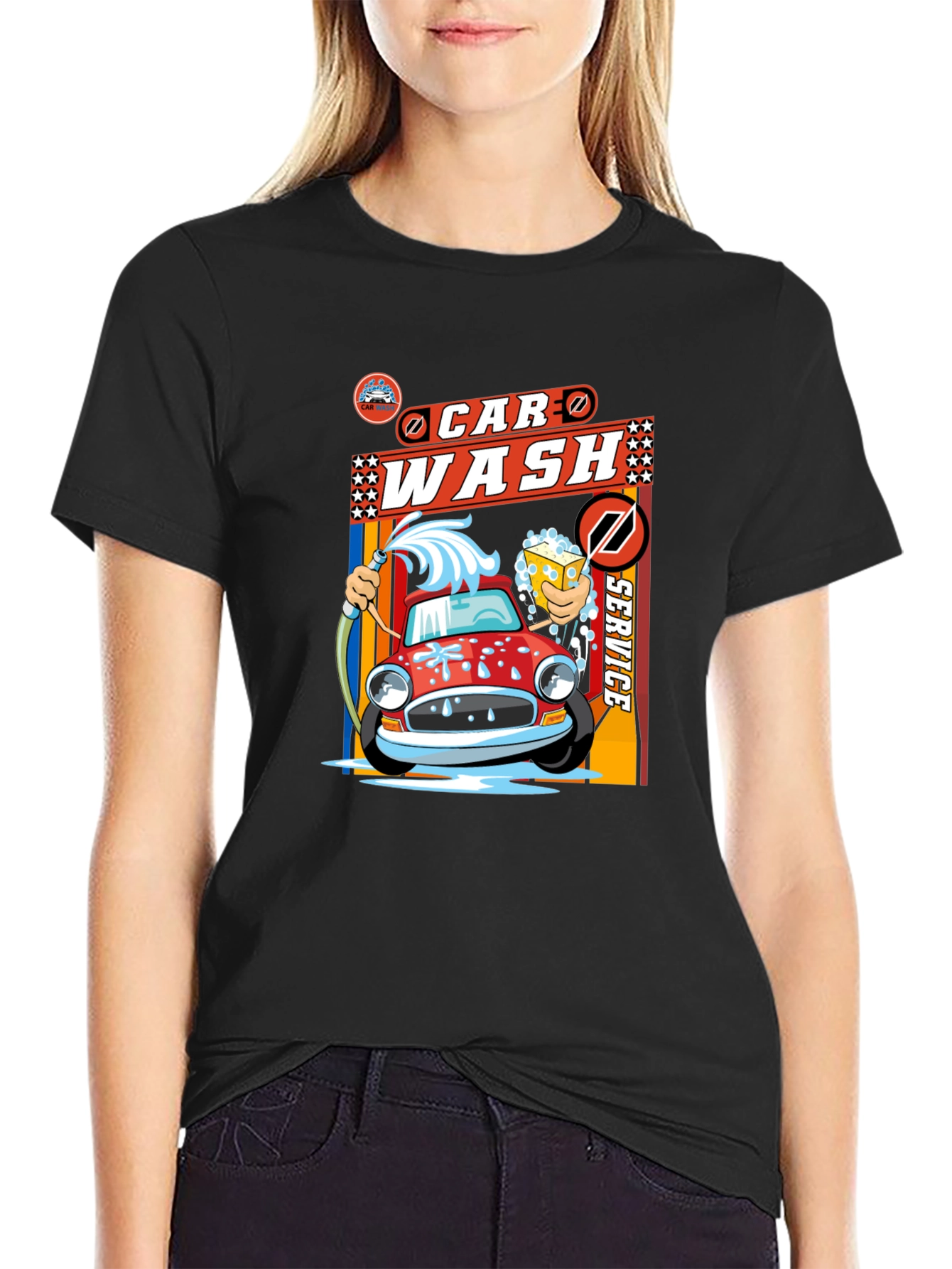 Black Car Wash Service Graphic Tee - Soft Cotton Blend view 2