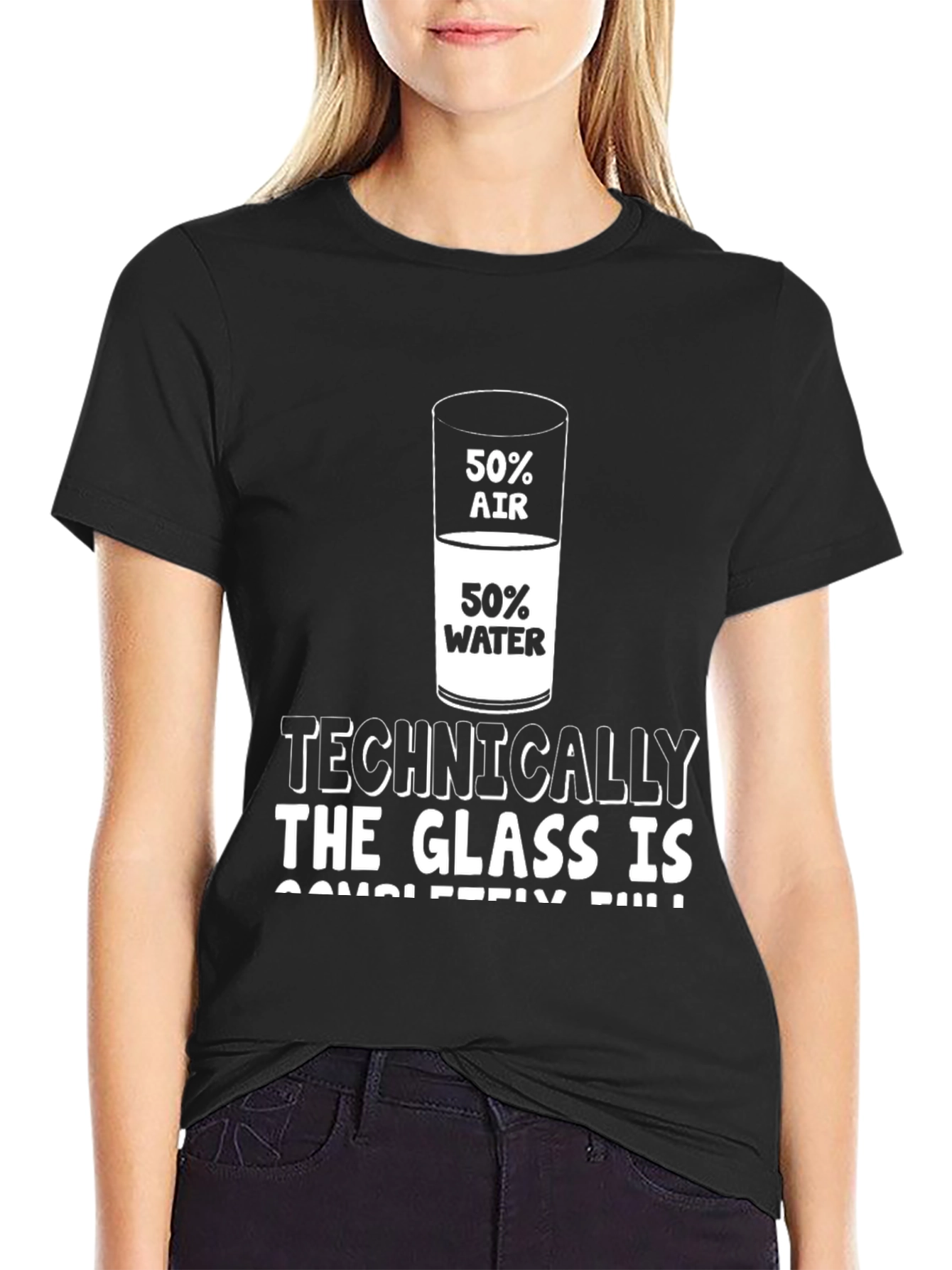 Black Technically Full Glass T-Shirt - Humor & Science view 2